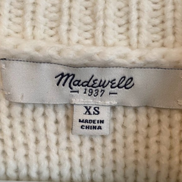Madewell Side Tie Sweater Vest Cream Turtleneck Cable Knit Boxy Pullover XS - Picture 5 of 10